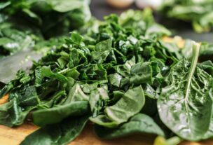 green sliced spinach leaves